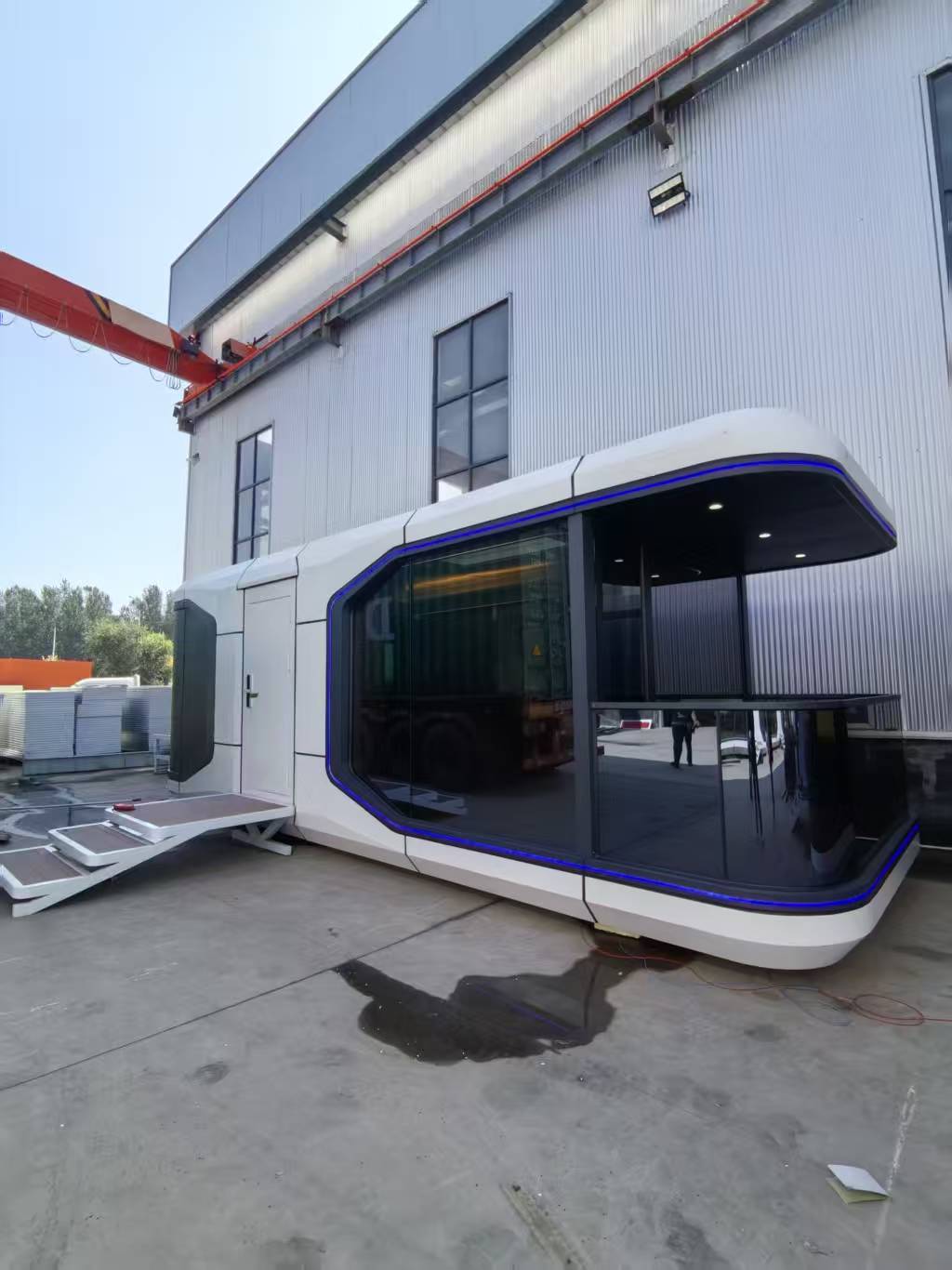 Finished capsule cabin outside a production facility