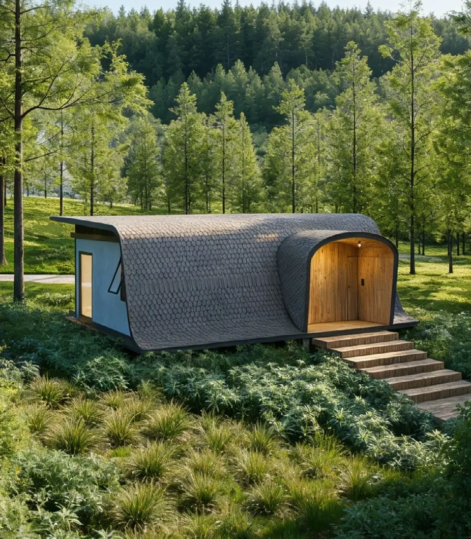 Premium cabin with a softly curved roof shell