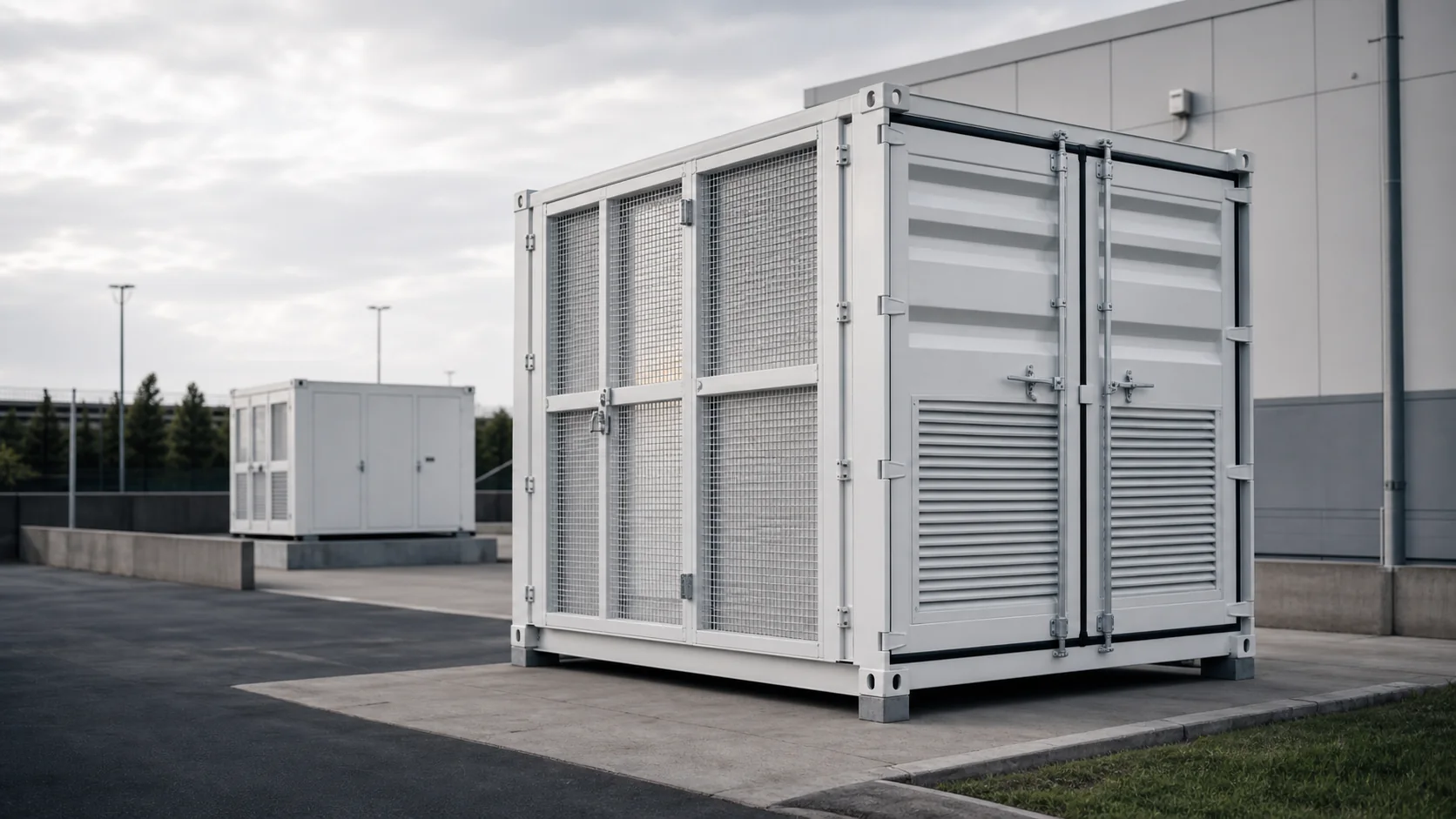 Technical equipment enclosures positioned outside an industrial facility