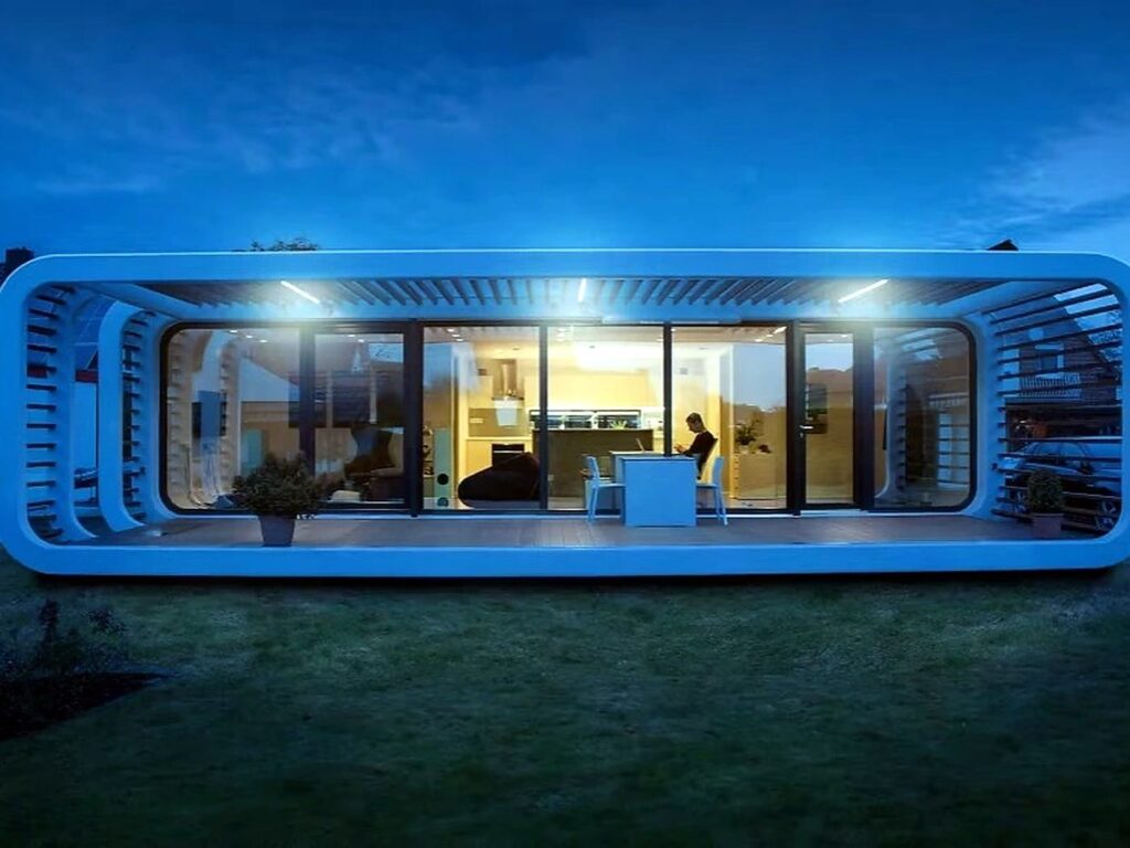 Apple Cabin D2 Night Exterior